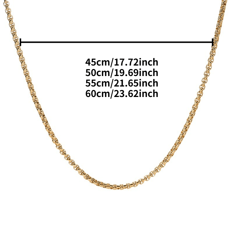 Unisex Stainless Steel Square Chain Necklace, Durable and Stylish